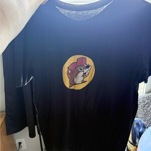 Black Graphic Tee with Cartoon Design